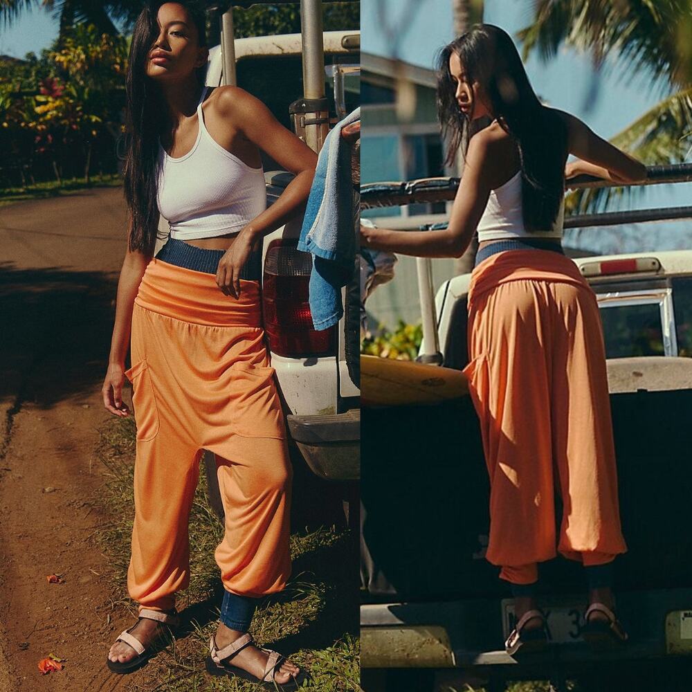 NEW Free People Movement X Free People Victory Harem Pants Orange Medium Comfy
